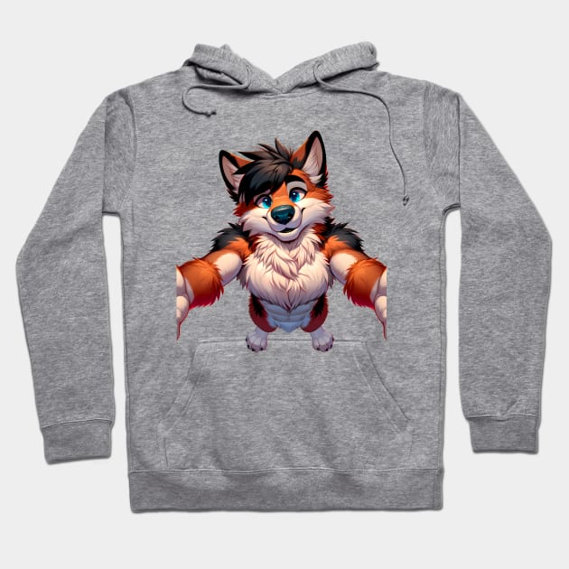 Free Hugs From A Furry Anthro Fox Art Hoodie by Blue Bull Bazaar